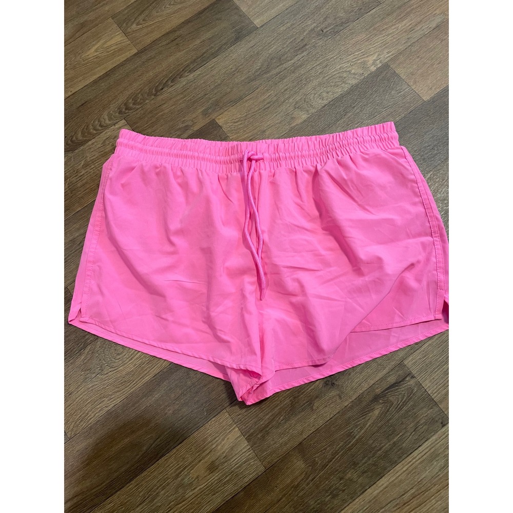 Crown & Ivy Women Neon Pink Running Shorts XL Elastic Waist Drawstring Athletic